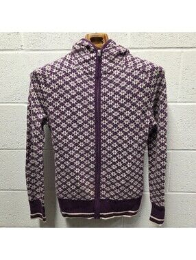 KJUS Sweater Womens 38 M Purple Full Zip Hoodie Lambswool Angora Cashmere Ski